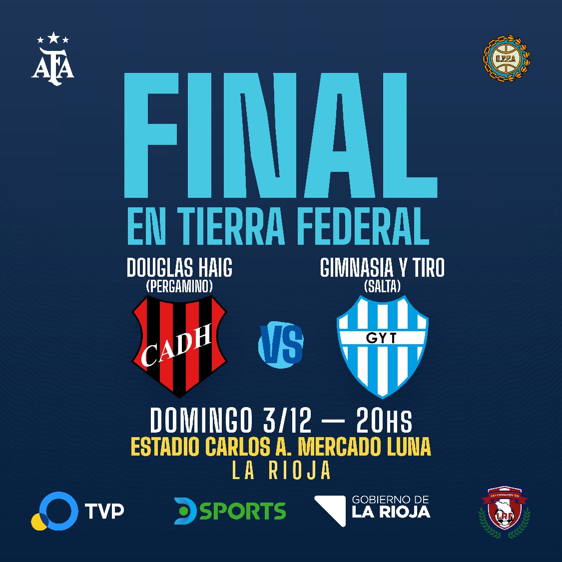 Gimnasia y Tiro Salta con Douglas Haig Pergamino jugarán la Final del Torneo Federal A en La Rioja.