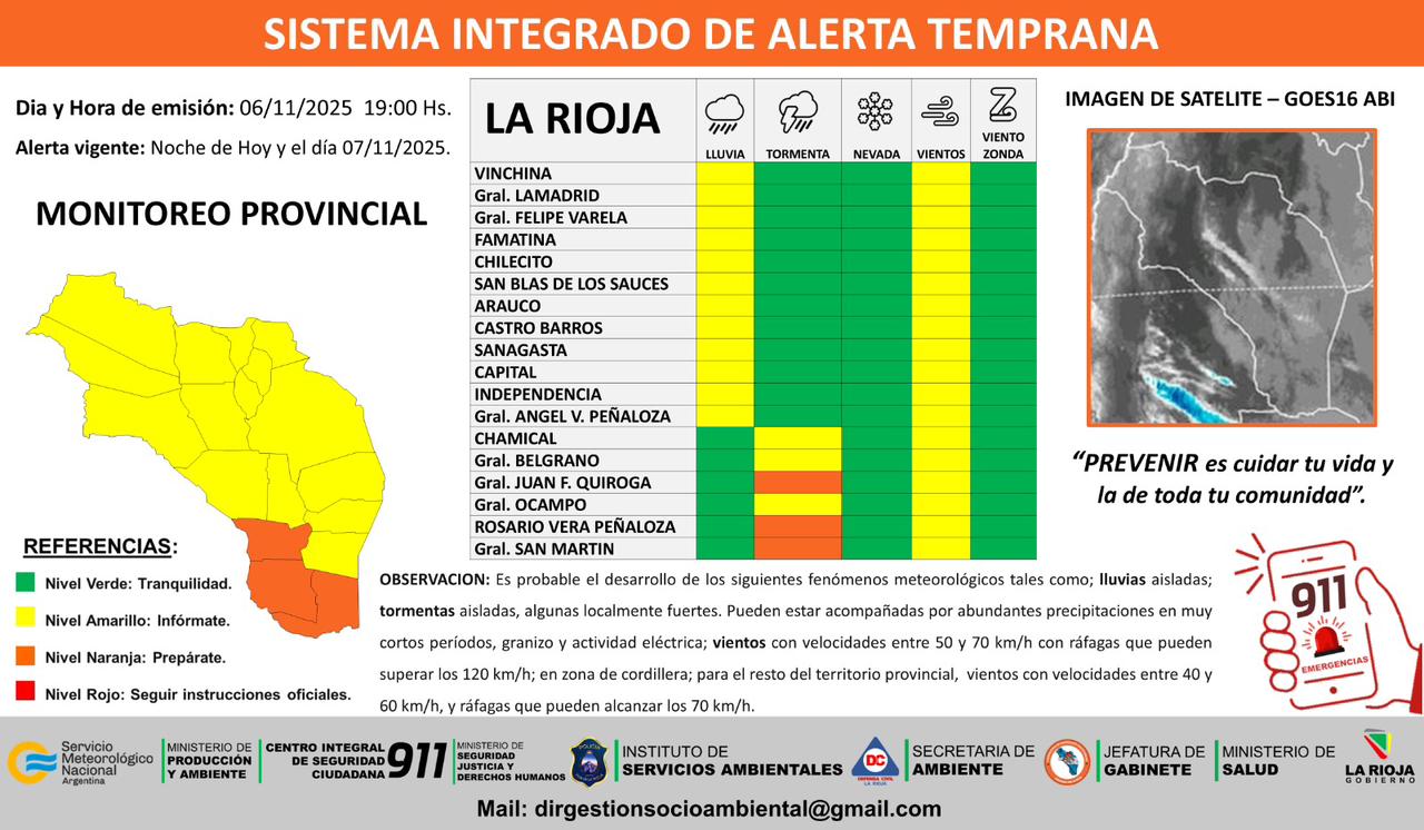 Difunden alerta por lluvias, vientos y tormentas