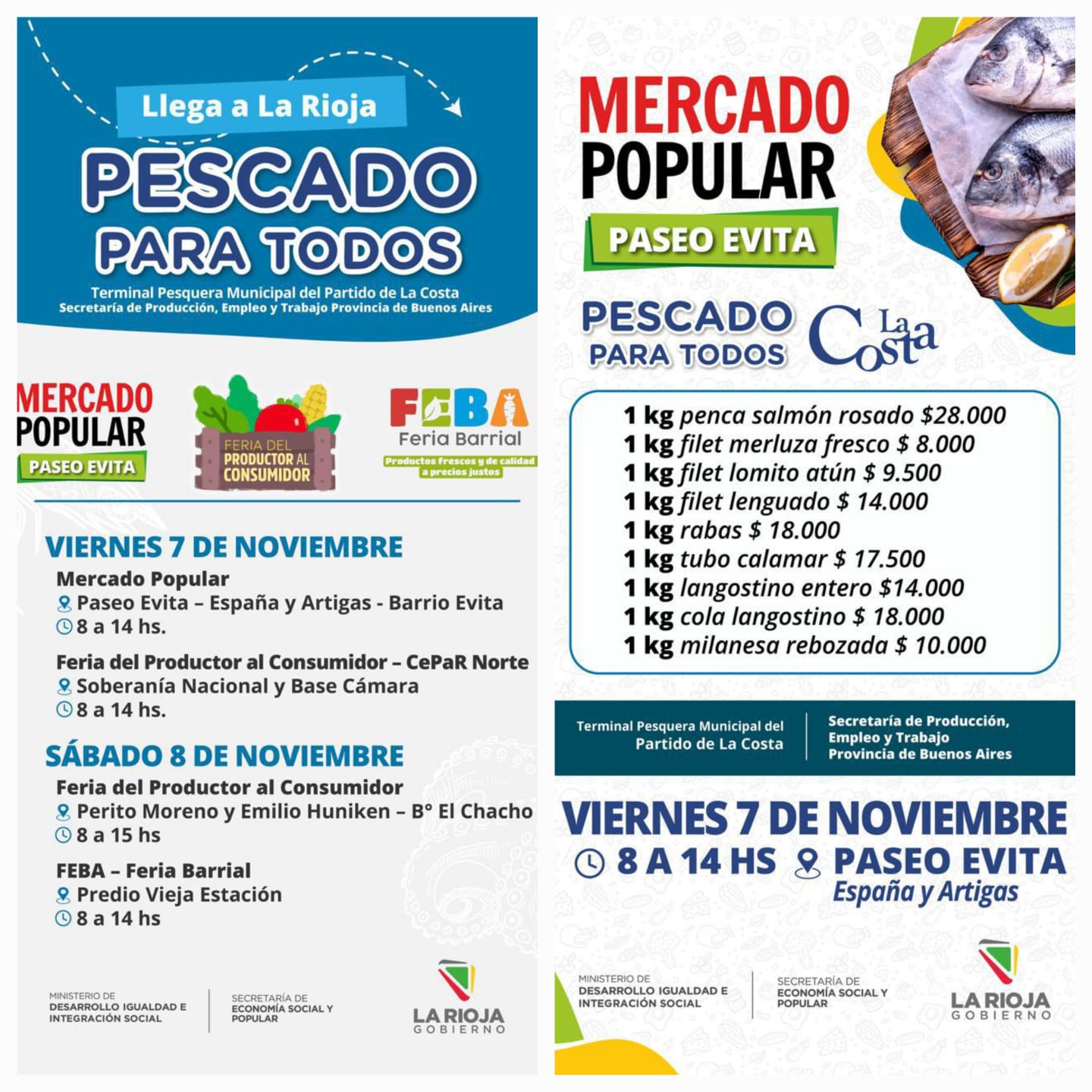 El programa “Pescado para Todos” arriba a La Rioja con precios accesibles y propuestas solidarias