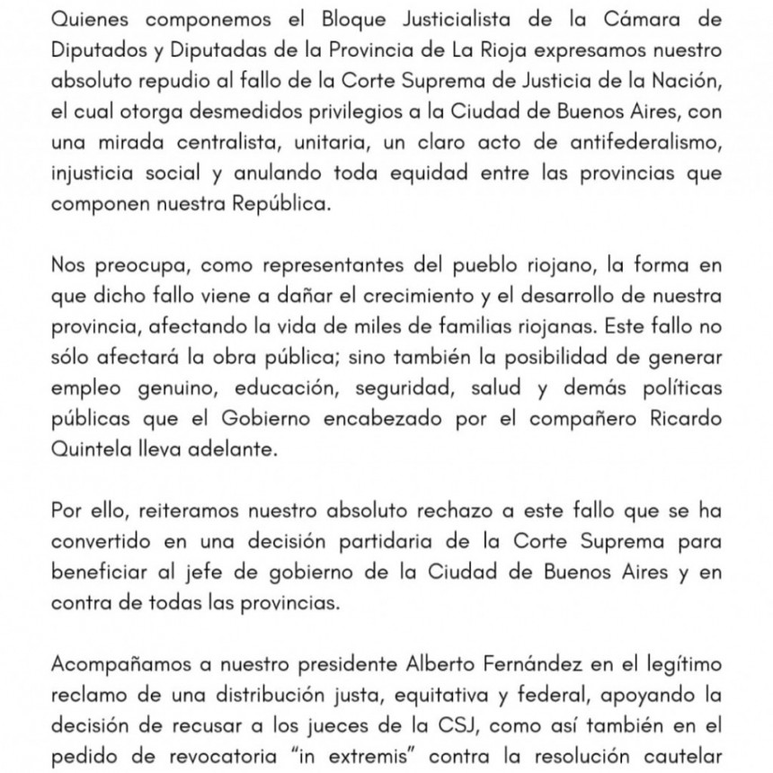 Los Diputadas y Diputadosas se expresaron tras el fallo de la Corte. 