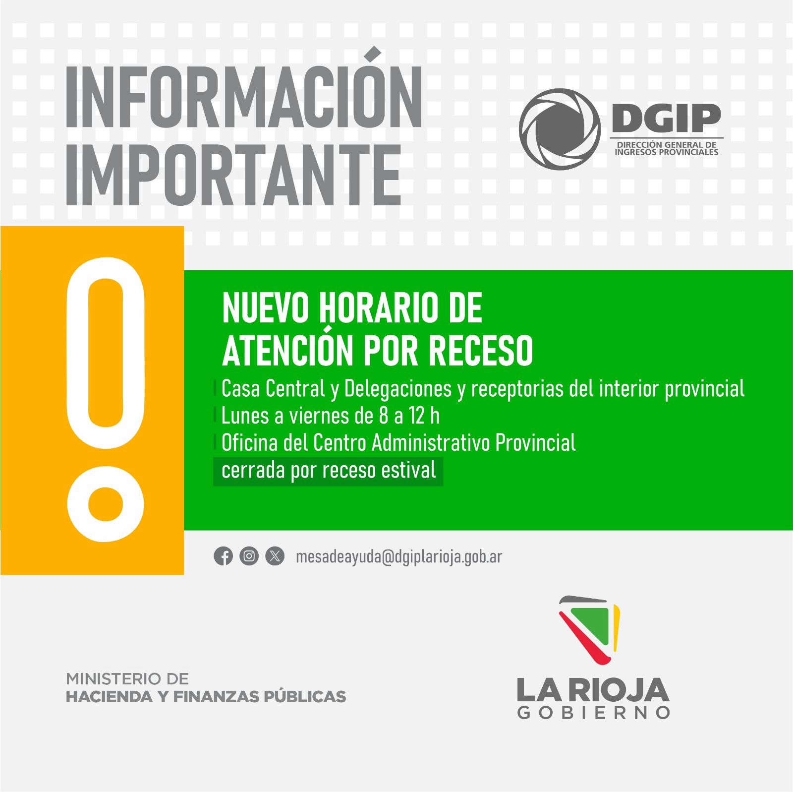 DGIP anuncia horario estival.