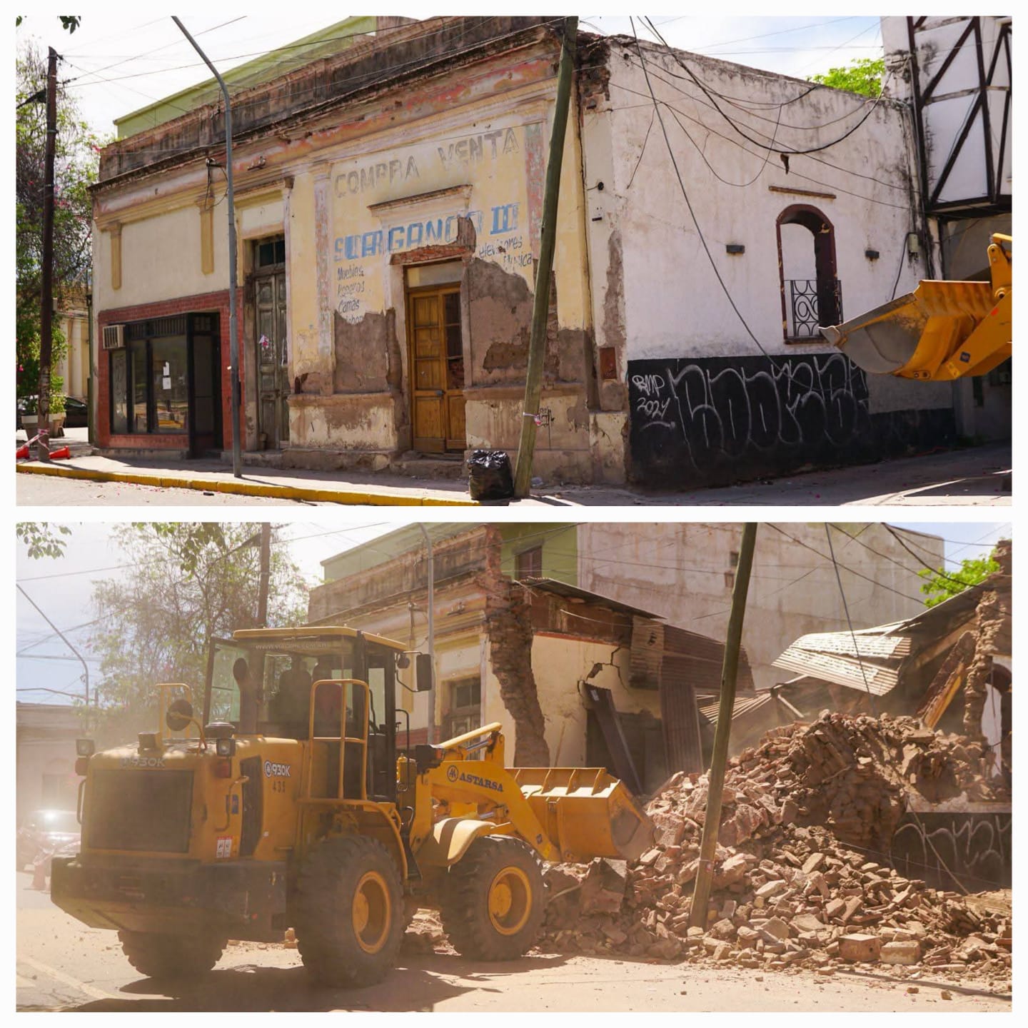 Por el riesgo de derrumbe de una vivienda se procedió en consecuencia